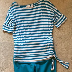 Chico’s turquoise and white stripe size 0/4 top